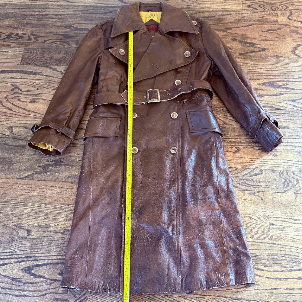 Vintage Leathercraft Process in New York Co. Real Leather Trench Coat Belt Sz 38 - Picture 6 of 6